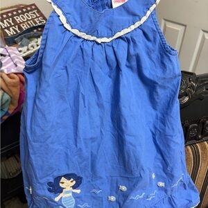 Gymboree Blue Sleeveless Dress with Mermaid Embroidery